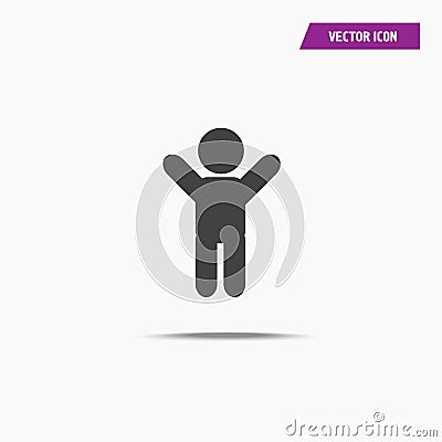 Man silhouette raised two hands icon. Vector Illustration